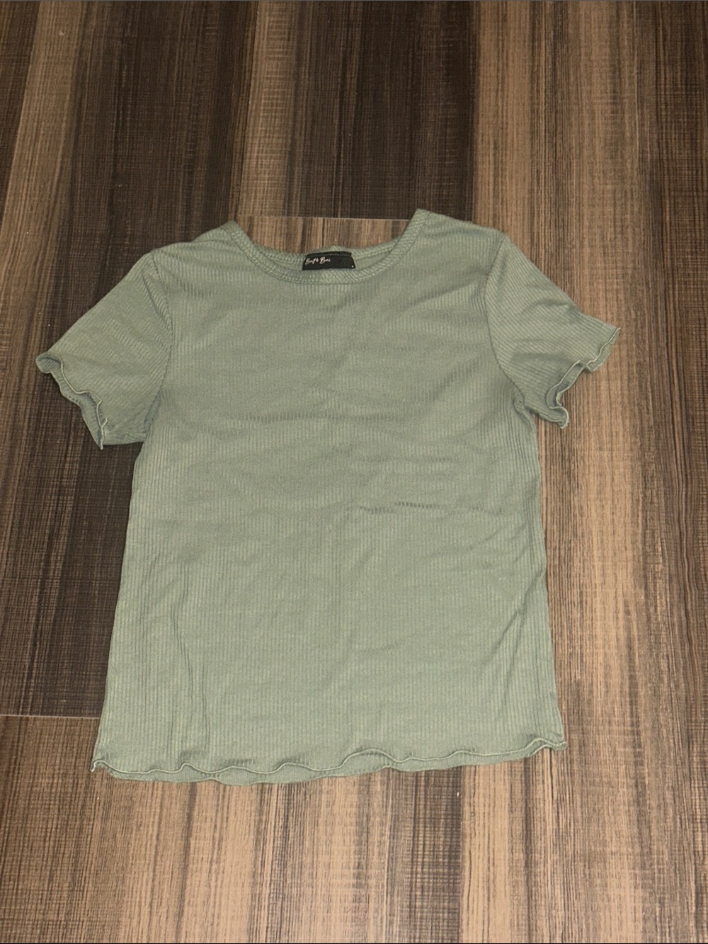 Olive Green/Sage Ribbed Short-Sleeve Top